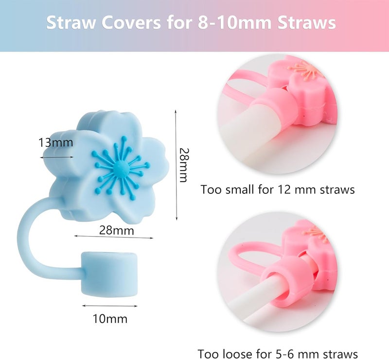YuJoyC 6PCS Flower Silicone Straw Covers Toppers for Stanley Cups 30&40 Oz Accessories, Reusable Straw Tips Protectors for Stanley Cup 10mm 0.4in Straws - Image 2